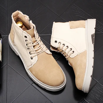 

2020 new punk men Martin boots increased high shoes fashion high tops Hip hop men Ankle boots Motorcycle boots chaussure homme