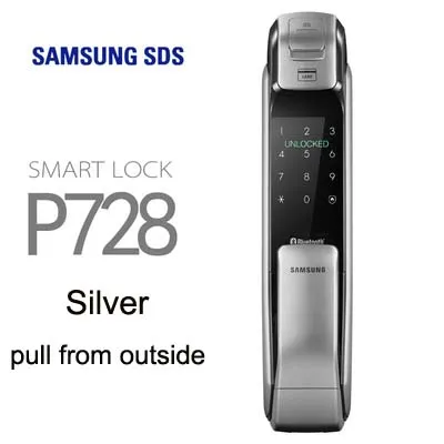 SAMSUNG SHP-DP728 без ключа BlueTooth отпечаток пальца толкатель двусторонний цифровой дверной замок английская версия большой врезной три цвета - Цвет: Silver Pull