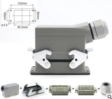 ZJSIHEGF сверхмощный соединители HDC-HE-024-1 F/M 24pin промышленный прямоугольный авиационный разъем 16A 500V