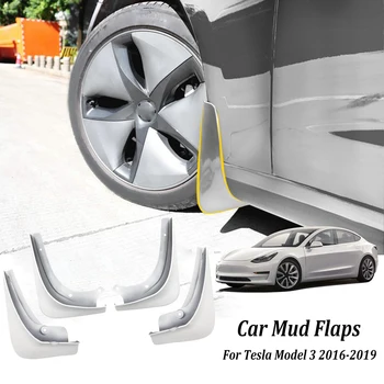 

Car Mud Flaps Splash Guard Fender White Mudguard For Tesla Model 3 2016-2019