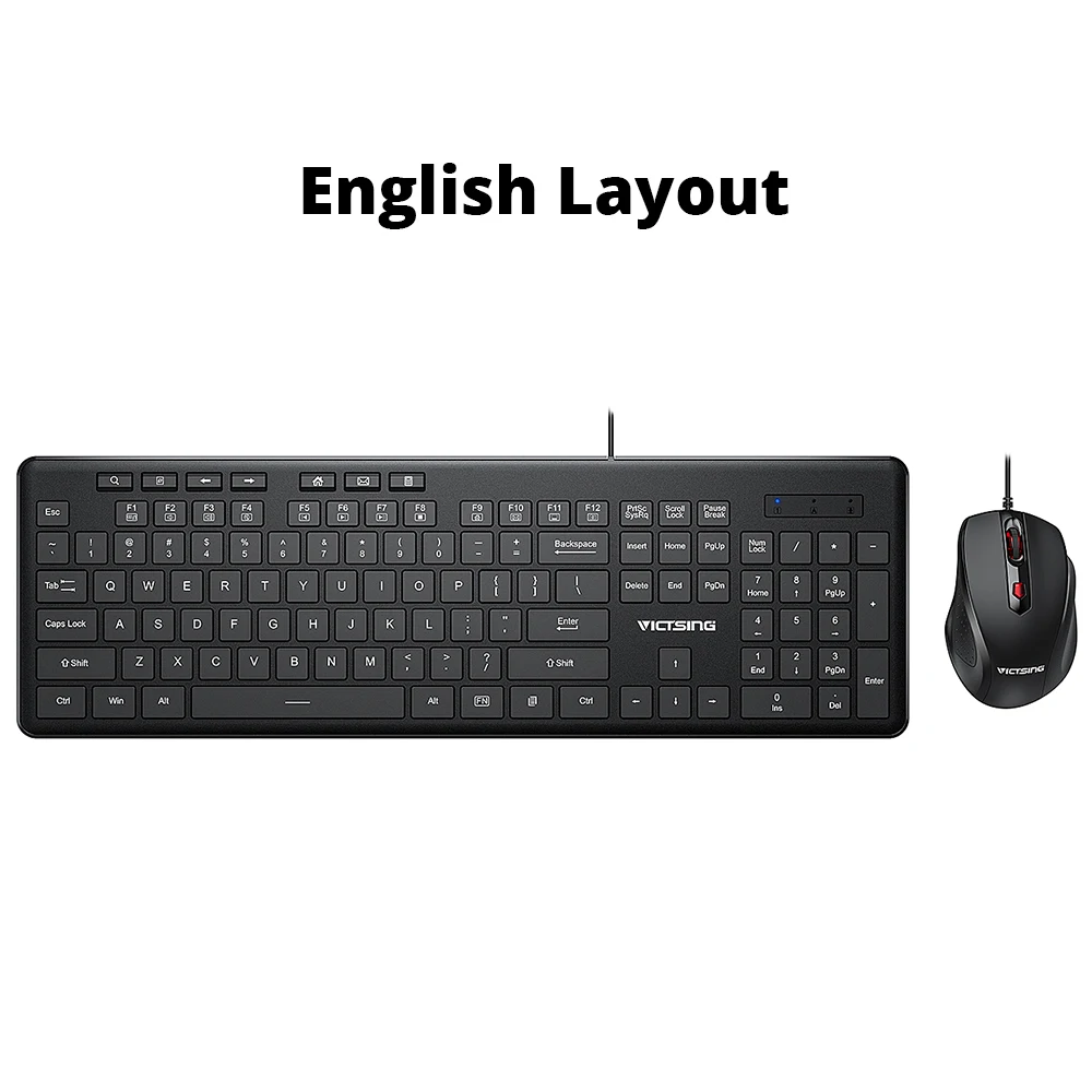 VicTsing PC246 Wired Keyboard and Mouse Combo 7 Multimedia Shortcuts Keyboard 204 Keycaps Whisper Quiet USB Mouse Set For PC Win (7)