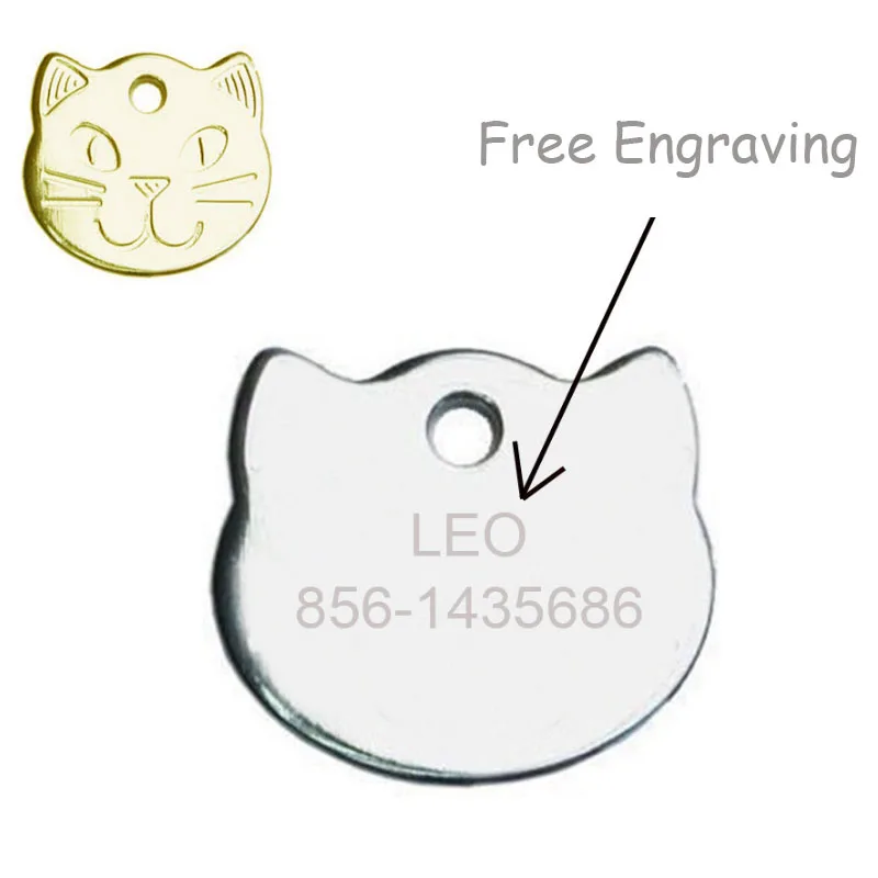 Personalized Cat Name Tag Customized Metal Kitten Shaped Anti-lost Dog Tag For Cat Collar Cute Pet Dog ID Tags Free Engraving 3