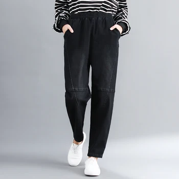 

2019 New autumn winter Women casual Nine-point Jeans Fashion Stretch Denim Pencil Pants Plus Size M-3XL women cc1790