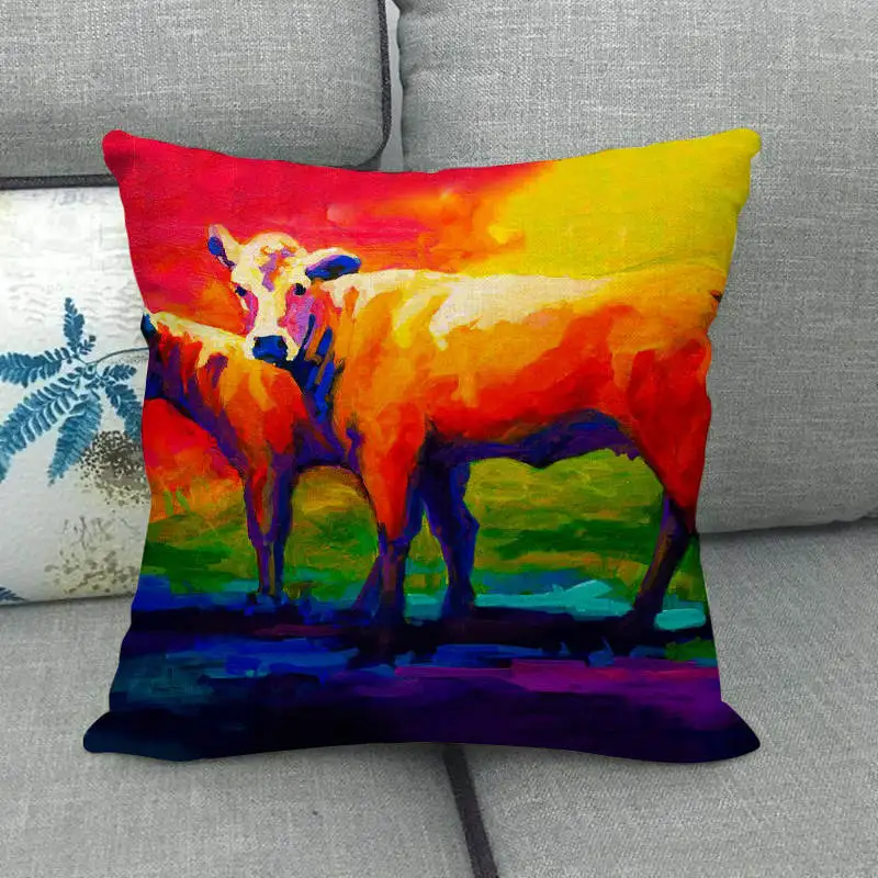 45 см* 45 см paiting farm корова дизайн лен/хлопковая подушка для дивана Чехлы диванная подушка крышка декоративная подушка для дома