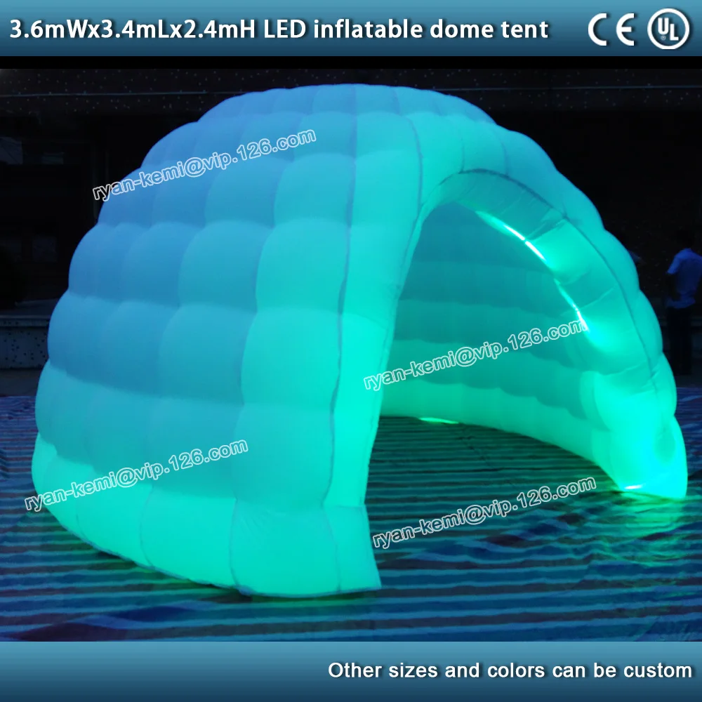 3,6*3,4*2,4 м белый маленький надувной шатер igloo для вечерние и свадебные с меняющим цвет светодиодный надувной купол для мероприятий на открытом воздухе