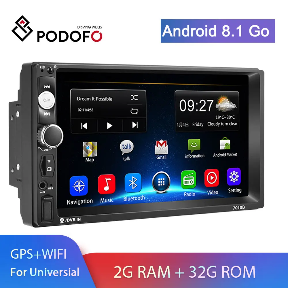 Podofo 2din Auto Radio 2 + 32G Android8.1 GPS Navi WiFi Auto-Multimedia-Player Für VW TOYOTA GOLF N