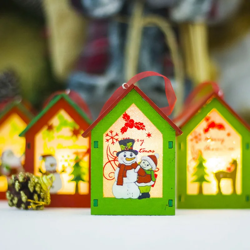 

Led Light Wood House Christmas Tree Hanging Pendants Christmas Tree Door Hanging Drops Light Wedding Party Decoration