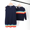 Knitted Sweater Children's Clothing Knitted Baby Boy Sweater Baby Girl Dress Korean Siblings Outfit Rainbow Stripe Warm Sweater ► Photo 1/6