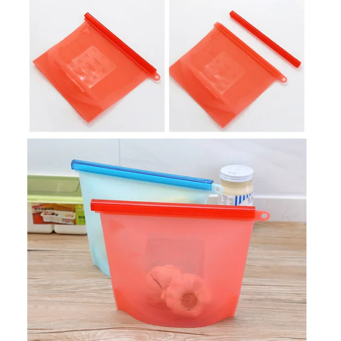 Silicone Food Storage Bags Reusable Fresh Bag Vacuum Sealer for Fruit Meat Milk AUG889
