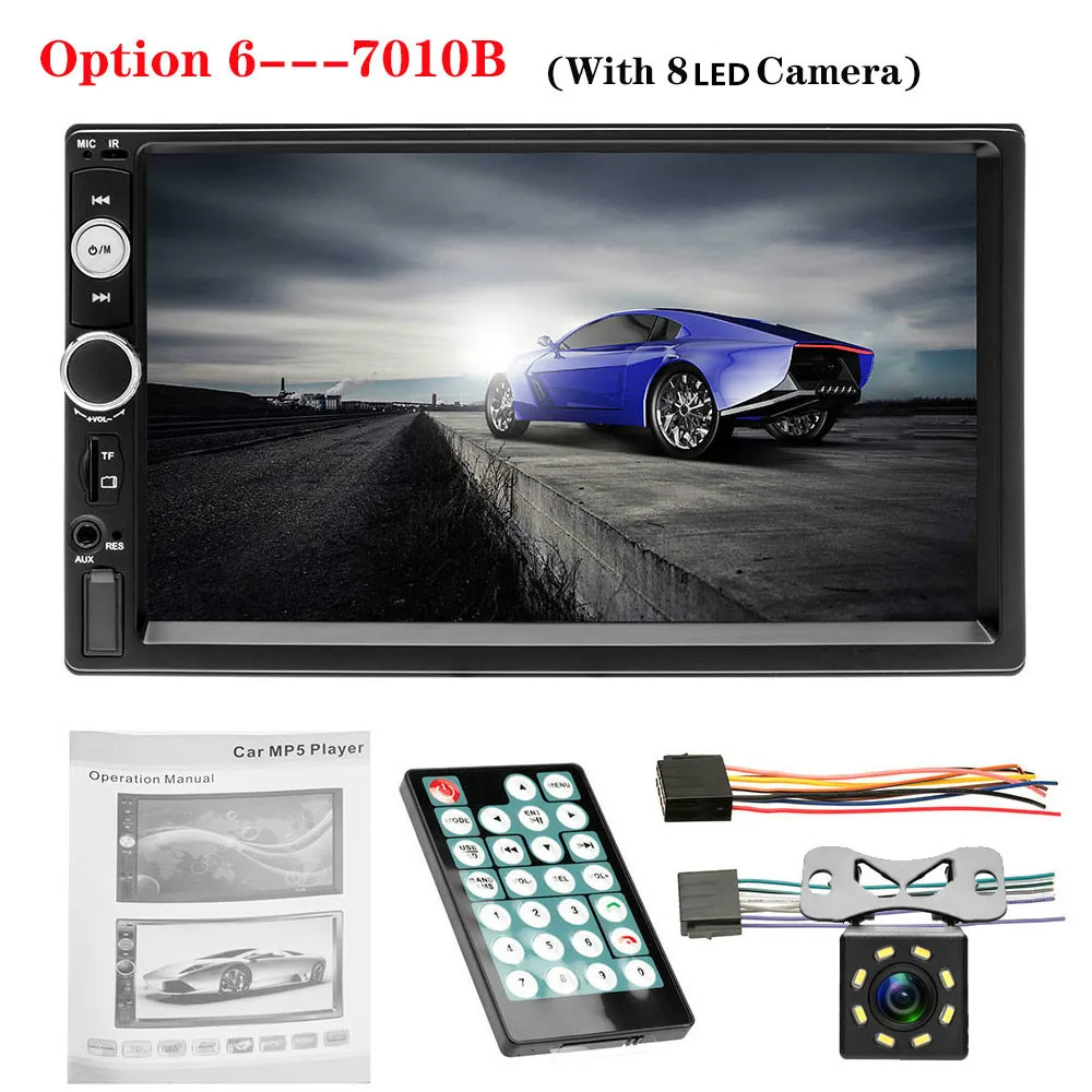 Авторадио 2 Din Автомобильный Радио " сенсорный экран тире MP5 Bluetooth USB цифровой 2Din мультимедийный плеер камера заднего вида - Цвет: 8 LED CAM