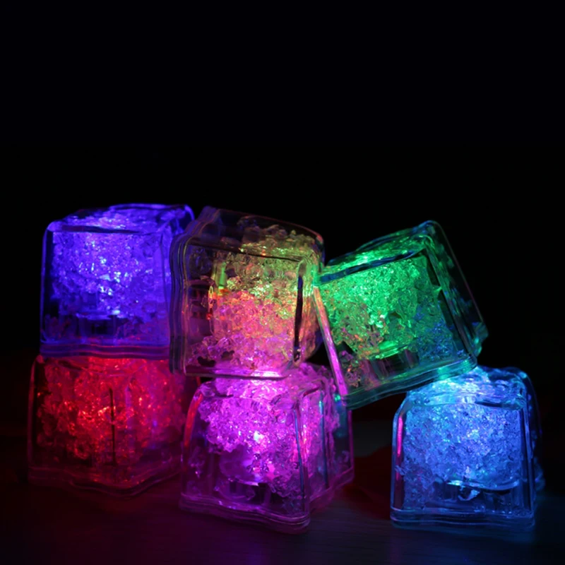 

1/12pcs Ice Cubes Light Multicolor Decorative LED Liquid Sensor Ice Cubes LED Glow Light Up For Bar Club Wedding Party Champagne