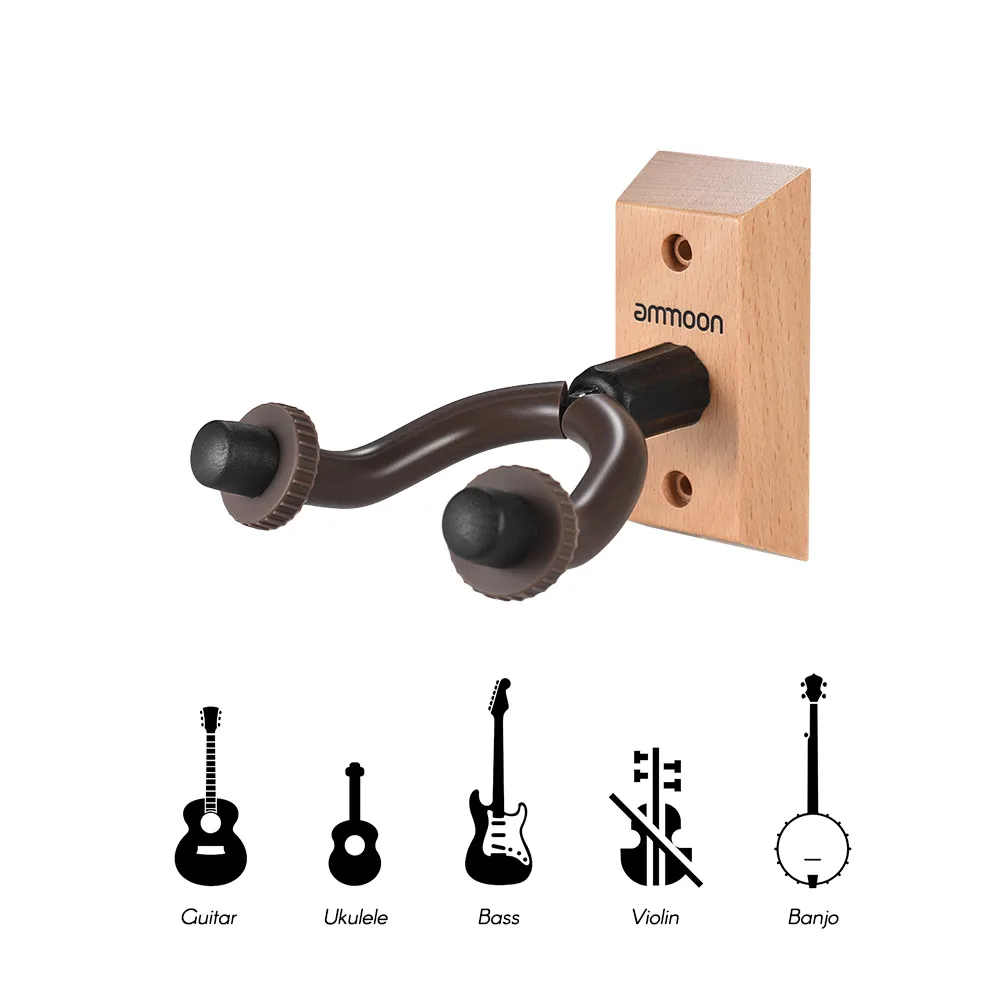 ammoon Guitar Hanger Wooden Wall Mount Hook Holder Keeper Electric Acoustic Guitars Bass Ukulele Guitar Accessories guitar accessories guitar wall mount guitar hanger