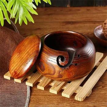 

Wooden Yarn Bowl Hand Made with Wood for Knitting and Crochet For Handmade Knitting Supplies Storage