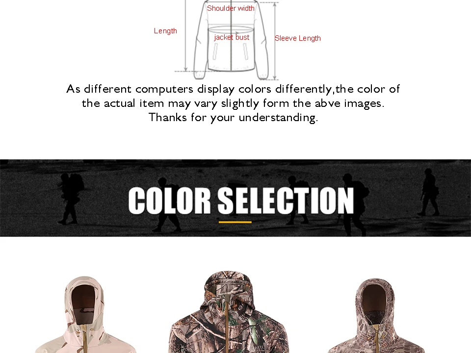 Camouflage Coat Shark Skin Softshell Military Tactical Jacket Men Waterproof Coat Camouflage Jacket Hooded Army Camo Clothing