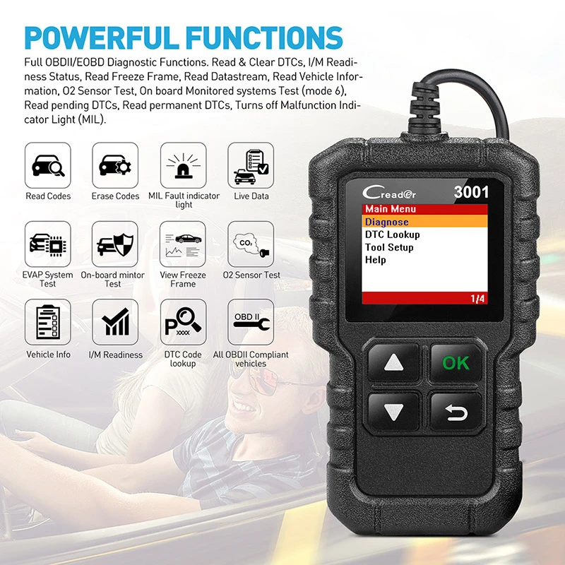 X431 CR3001 Car Full OBD2 /EOBD Code Reader Scanner Automotive Professional OBDII Diagnostic Tools pk KW310 ELM327 iCar2 big car inspection equipment