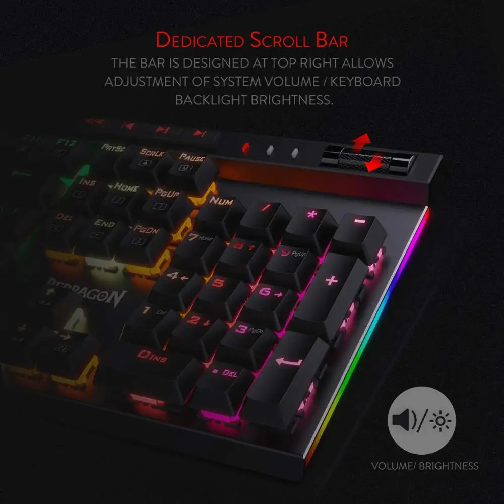  Redragon K580 VATA Mechanical Gaming Keyboard RGB LED Backlit 104 Keys Anti-Ghosting Macro Keys Blu