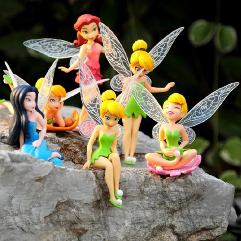 6 шт./компл. куклы Принцессы Диснея Tinkerbell из ПВХ экшн-фигурки украшения цветов