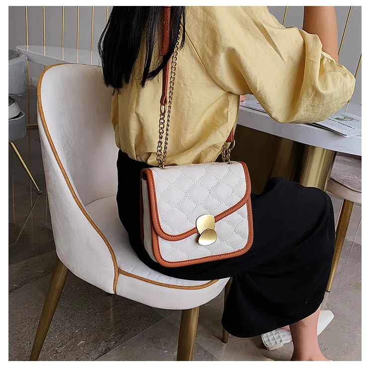 

2019 new diamond edging irregular small square bag chain shoulder slung women's bags