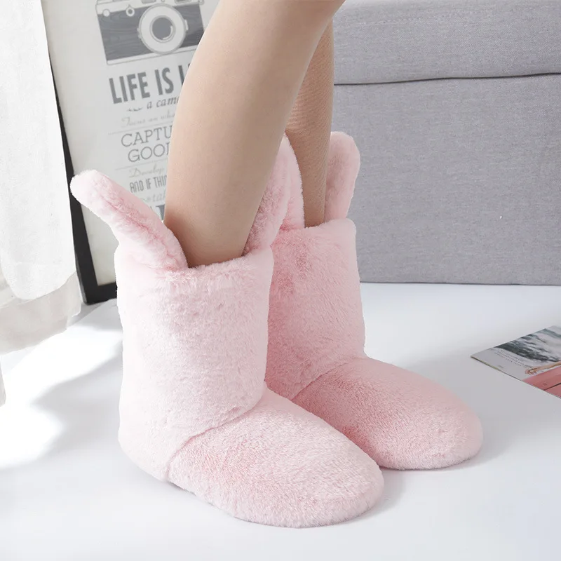 

Autumn And Winter Women's Mute Cotton Boots Indoor Covered High Heel Cotton-padded Shoes New Products Home Warm Covered High Hee