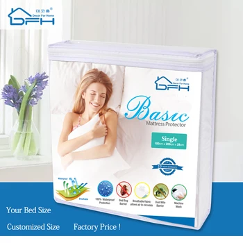

Smooth Waterproof Mattress Protector Cover for Bed Solid White Wetting Breathable Hypoallergenic Protection Pad Cover Customized