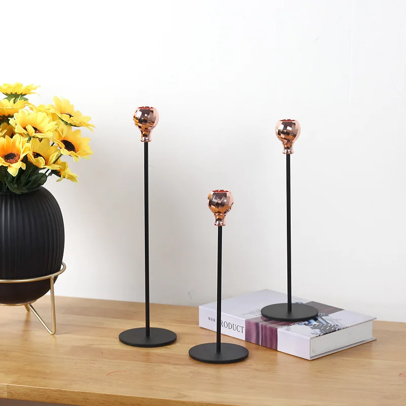 Imuwen Metal Candle Holder Brief Candlestick Wedding Candle Stand