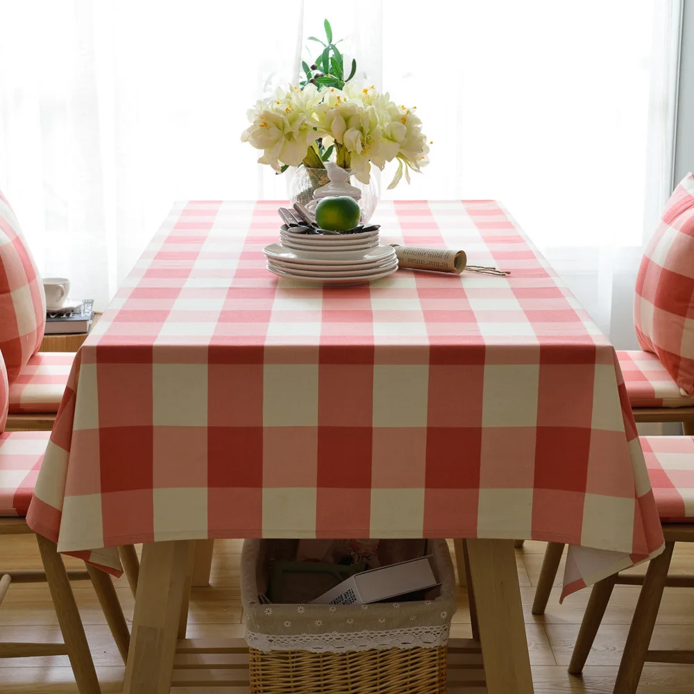 

Pink Plaid Cotton And Linen Tablecloth Home Dinner Party Junket Event Decor Table Cover Beautiful 11 Sizes Toalha De Mesa Hot