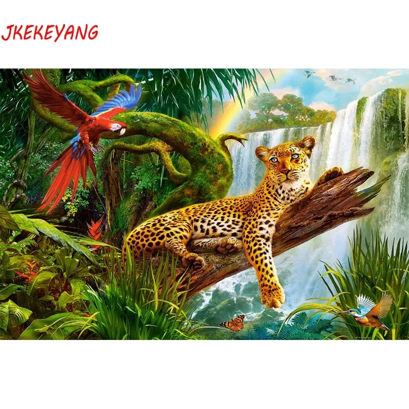 5D DIY square/round Diamond painting Cheetah and parrot Cross Stitch Embroidery Pattern Rhinestone J1630 | Дом и сад