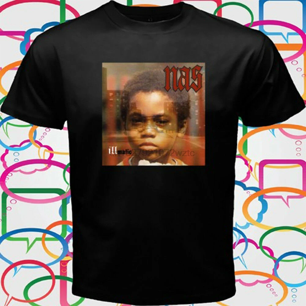 Nas Illmatic альбом Обложка рэп хип-хоп Мужская черная футболка Размер S до 3XL (1) |