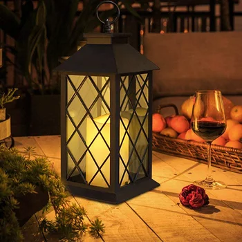 

Solar garden outdoor lanterns Solar Lantern Outdoor Garden Hanging Lantern LED Flickering Flameless Candle Mission Lights Table