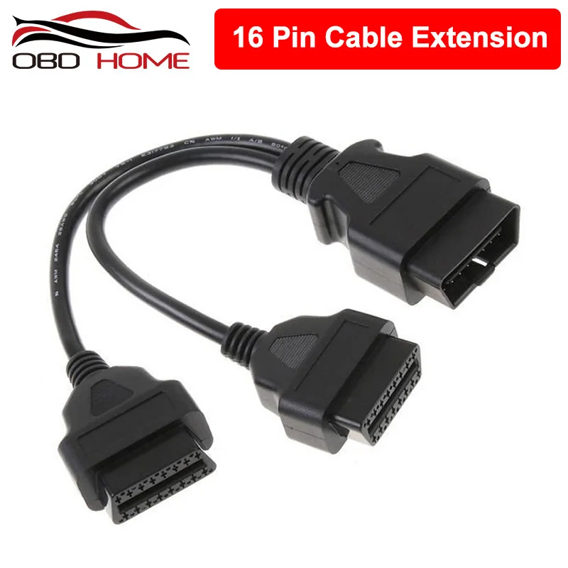 OBD2 автомобильные аксессуары кабель 30 см 60 см 1 м 16 Pin кабель удлинитель сплиттер Мужской к двойной Женский Y OBD 16 Pin кабель 1-2 OBD разъем - Цвет: Серый