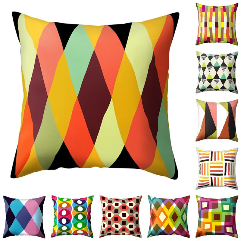 

Nanacoba Colourful Cushion Cover Geometric Decorative Throw Pillows Case Creative Home Decoration for Sofa Car Seat 45*45CM
