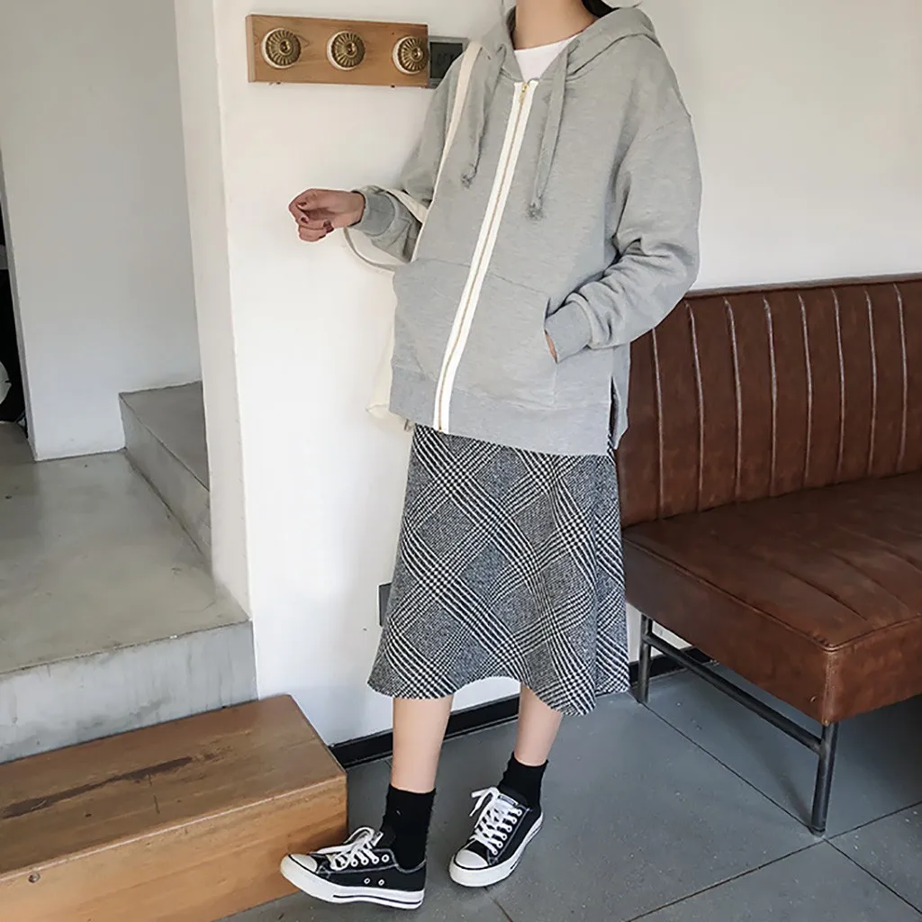 JAYCOSIN женские свободные Harajuku спортивные пальто с капюшоном Корейская уличная одежда с длинным рукавом в полоску на молнии водолазка верхняя одежда пальто 1127