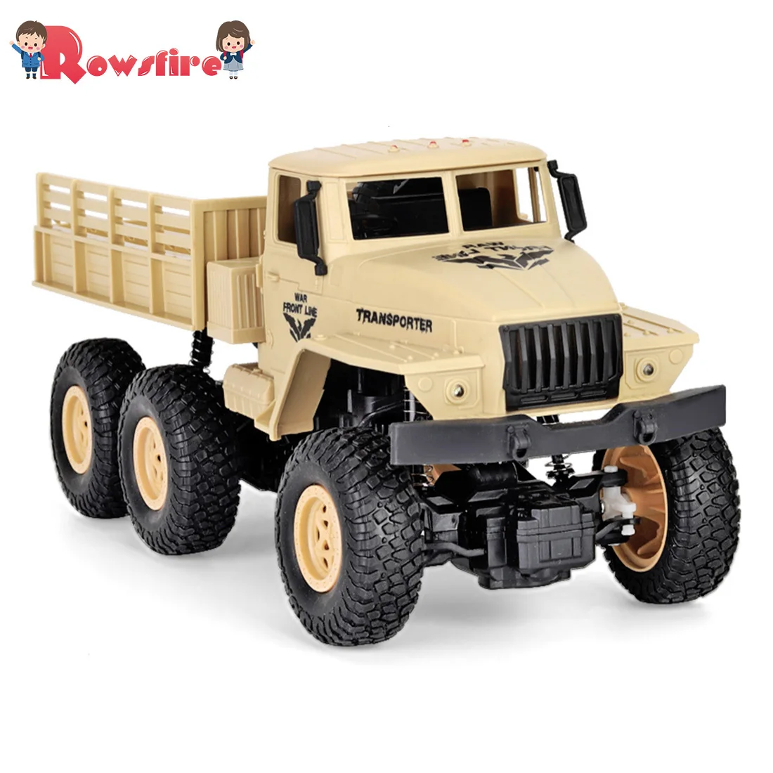 

1:18 2.4G 10km/h RC Military Truck RC Six-wheel Lorry Remote Control Toy for Children - Dongfeng No.7 Yellow