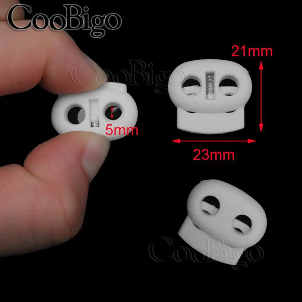 B white 20 шт Мульти Стиль пластик 2 отверстия ограничитель конца шнура Bean шнур замок тумблер зажим для одежды веревка шнурки рюкзак сумка аксессуары - Цвет: B white