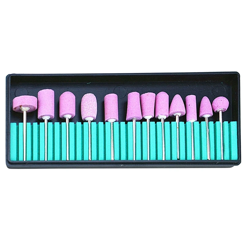 12Pcs/Set Ceramic Electric Machine Drill Bits File Nail Art Polishing Grinding Carving Buffing Sanding Buffer Head | Красота и