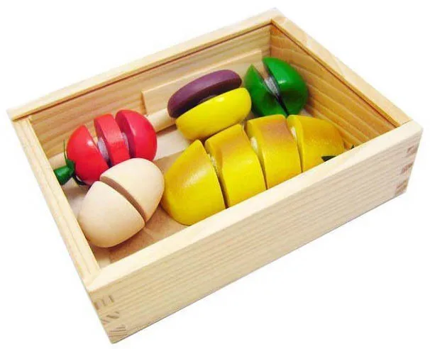 Wooden Cutting Play House Boxed& Vegetable Model Fruit Cut Boxed Fruit Wooden Toys