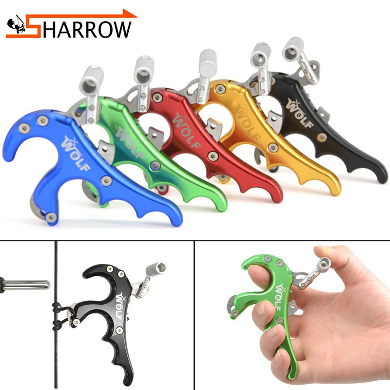 1pc 4 Finger Bow Release Aids Compound Bow Shooting Thumb Trigger
