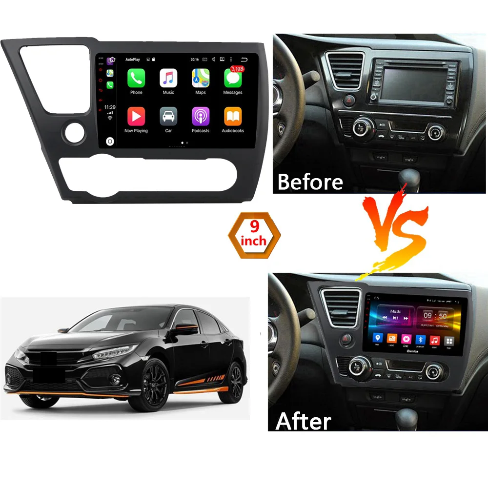 9 дюймов 2.5D экран Android 9,1 автомобильный аудио dvd-плеер gps навигация- для Honda Civic салон 2+ 32G