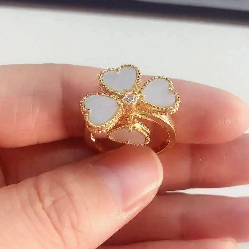 Модное Золотое белое кольцо в форме сердца для женщин