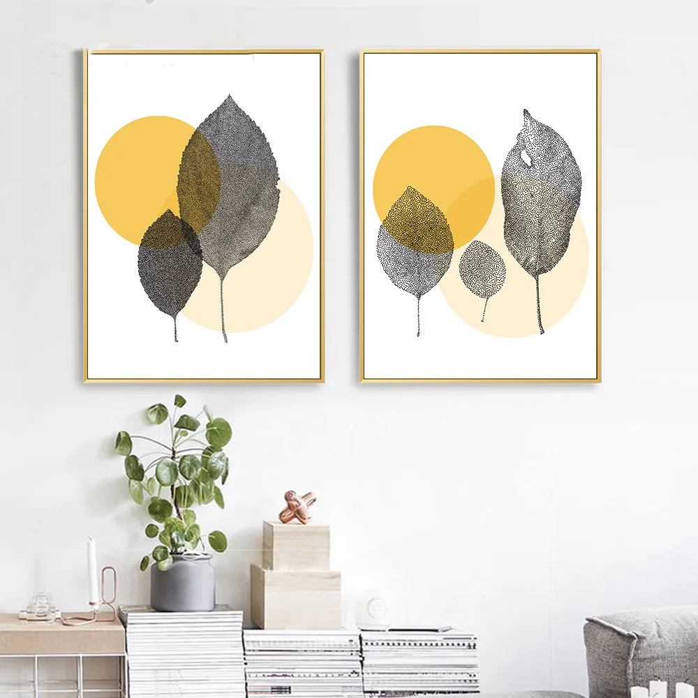 Abstract Leaves Poster Minimalist Canvas Painting Wall Art Pictures for Living Room Gallery Nordic Modern Home Decor | Дом и сад