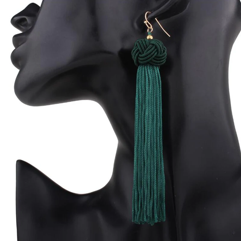 ES826 европейские Новые модные серьги богемные ручной Плетеный шар длинные серьги с кисточками для женщин ювелирные изделия pendientes mujer moda