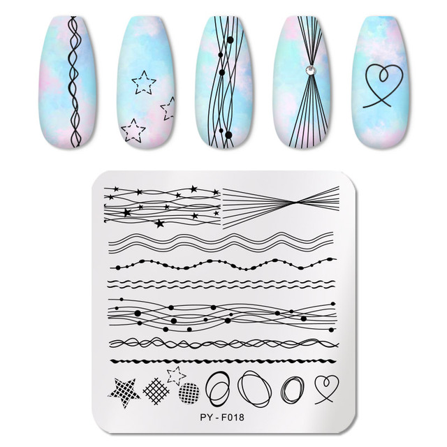 YOU Geometry Nail Stamping Plates Lines Animal Fruits Theme Template Plate Mold Nail Art Stencil Tools