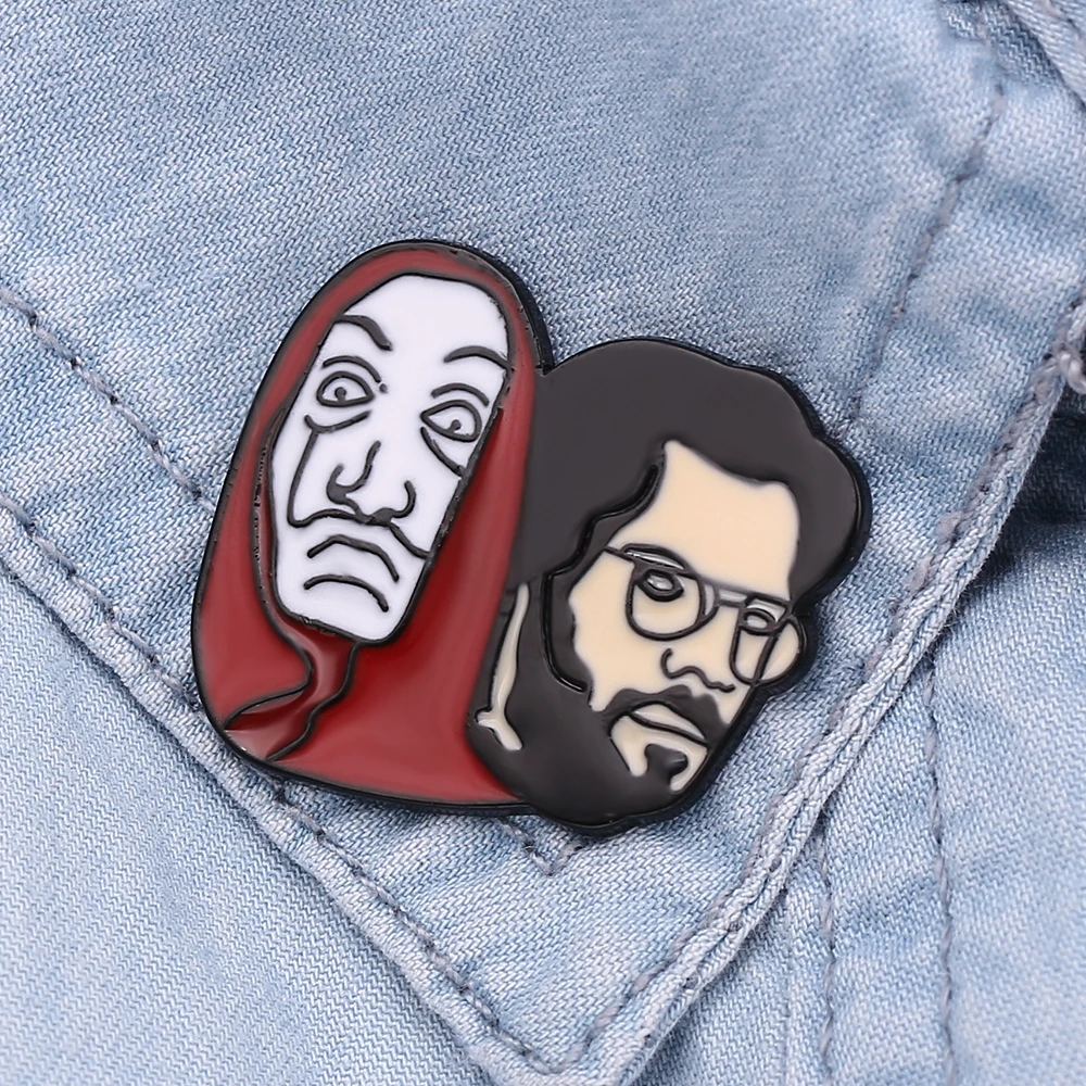 В House of Paper деньги Heist Броши La Casa De Papel Сальвадор Дали профессора забавная Брошь