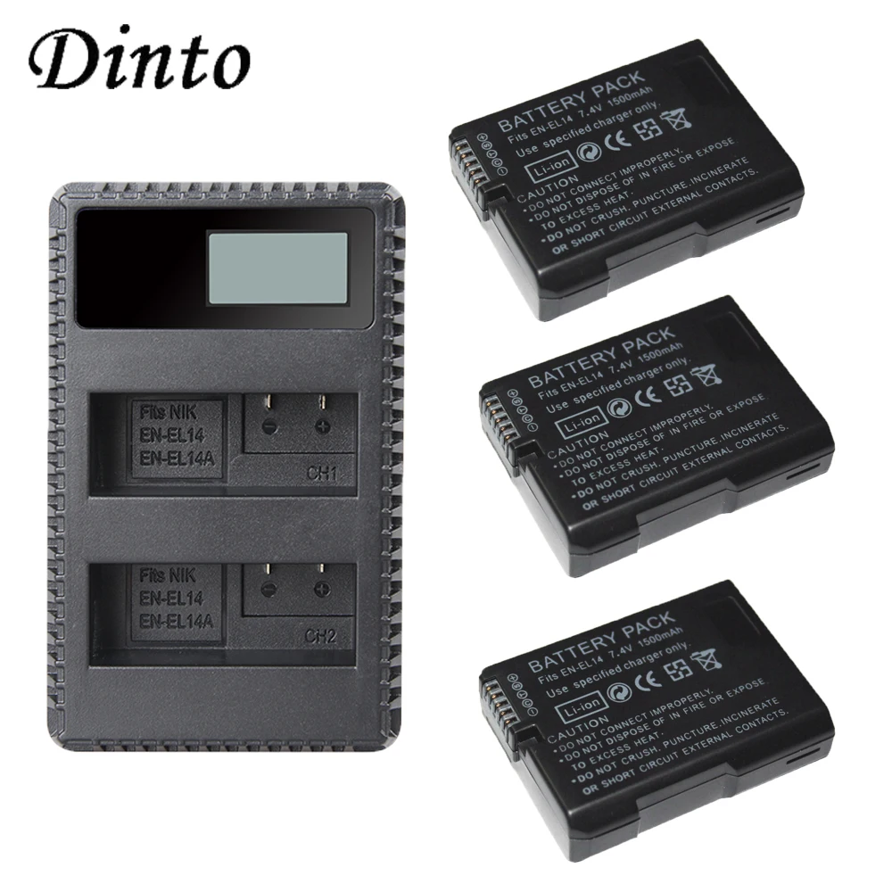 Dinto EN-EN14 RU EL14 ENEL14 Перезаряжаемые Камера Батарея+ USB зарядное устройство для Nikon D5300 D5200 D5100 D3100 D3200 P7000 P7100