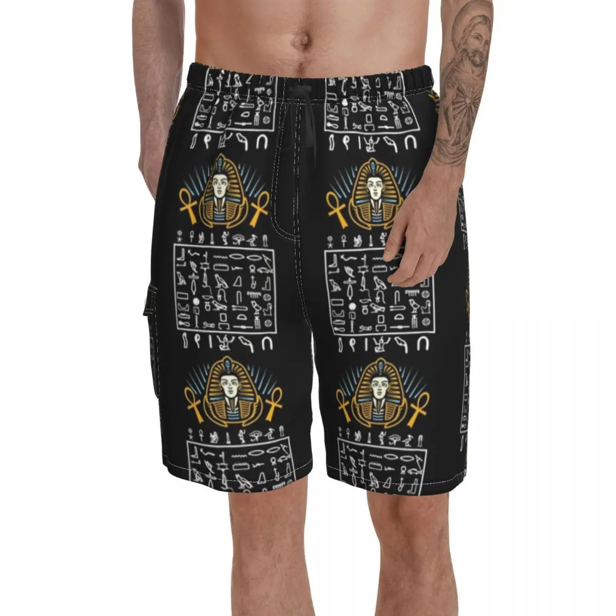 

Hieroglyphics Board Shorts Men Beach Swimming Trunks Polyester Pattern Swim Trunks
