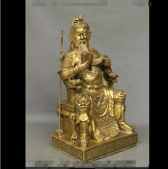  322 + 23 &quotКитайский дракон из латуни Лев стул Воин GuanGong GuanYu Бог чтение книги