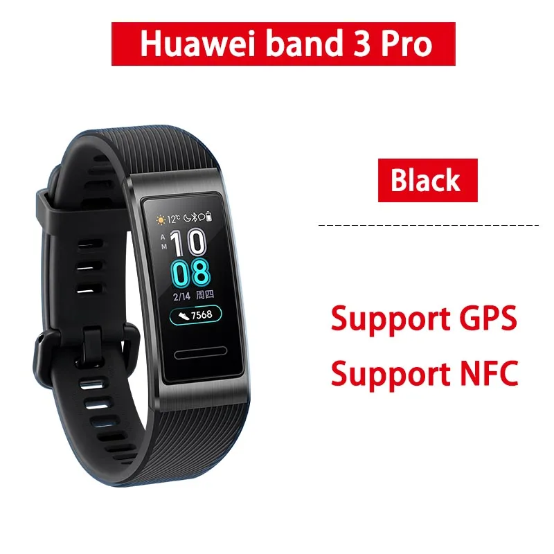 Браслет huawei Band 3 Pro B29, фитнес-трекер, умный Браслет, 0,95 дюймов, сенсорный экран, для плавания, монитор сердечного ритма, водонепроницаемый, Bluetooth - Цвет: huaweiband 3pro back