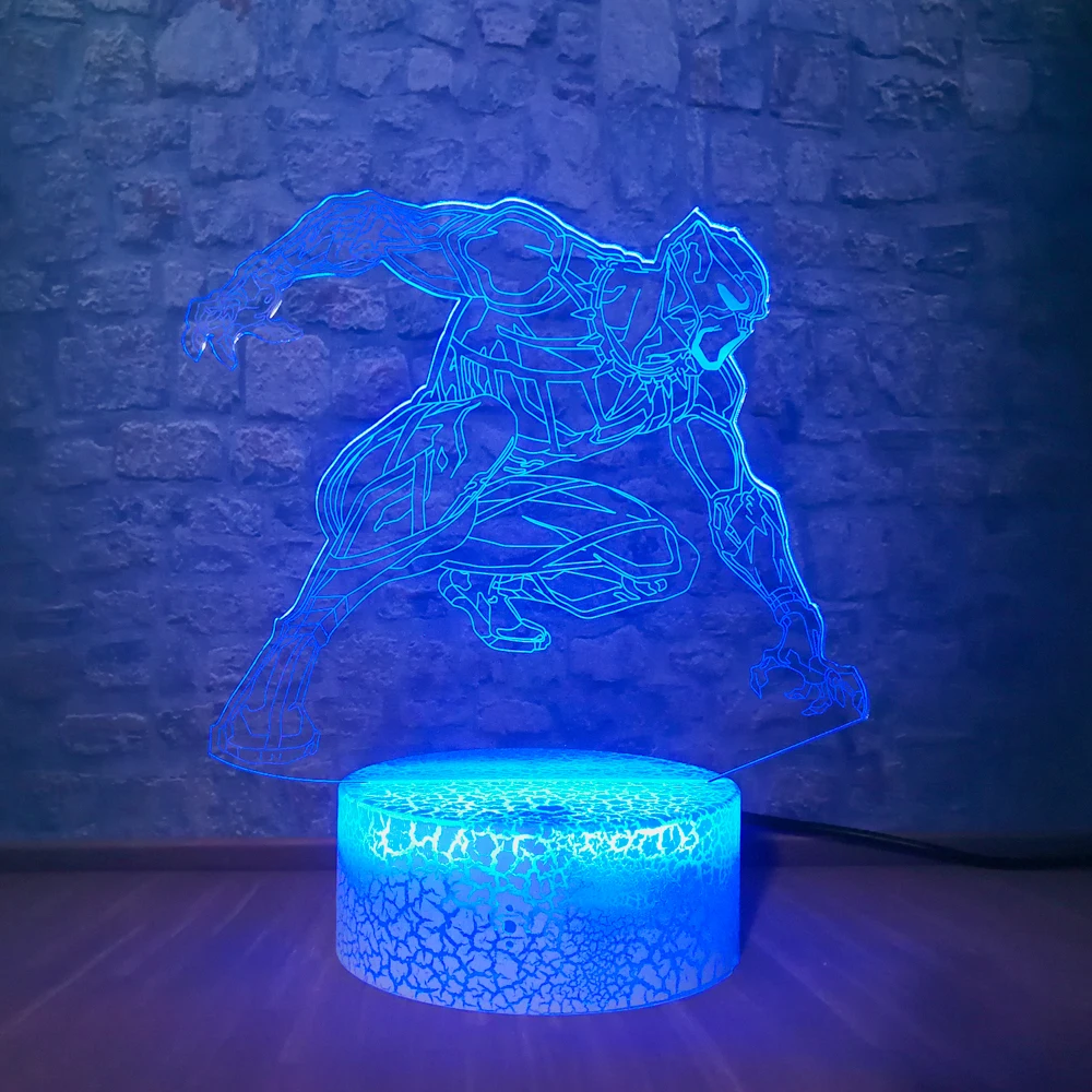 Мстители 3D лампа USB ночник RGB Черная пантера герой комиксов 7 цветов Настольная лампа Праздничная Вечеринка настроение Лава детская игрушка подарок