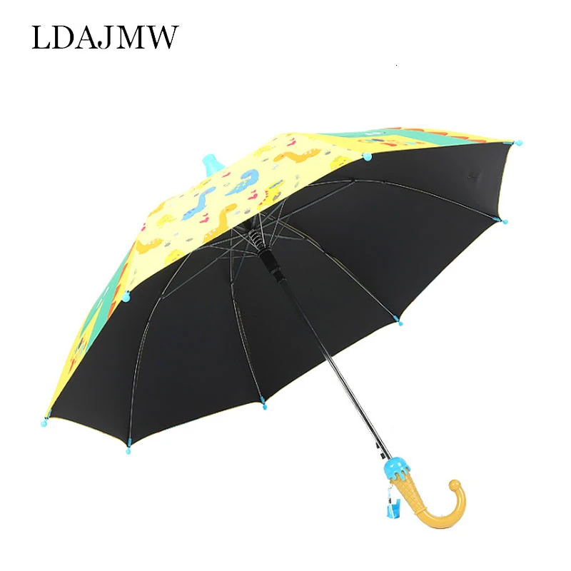 Safety Portable Children Umbrella Student Umbrella Cartoon Animal Pattern Long Handle Umbrella Wedding Shooting Tool