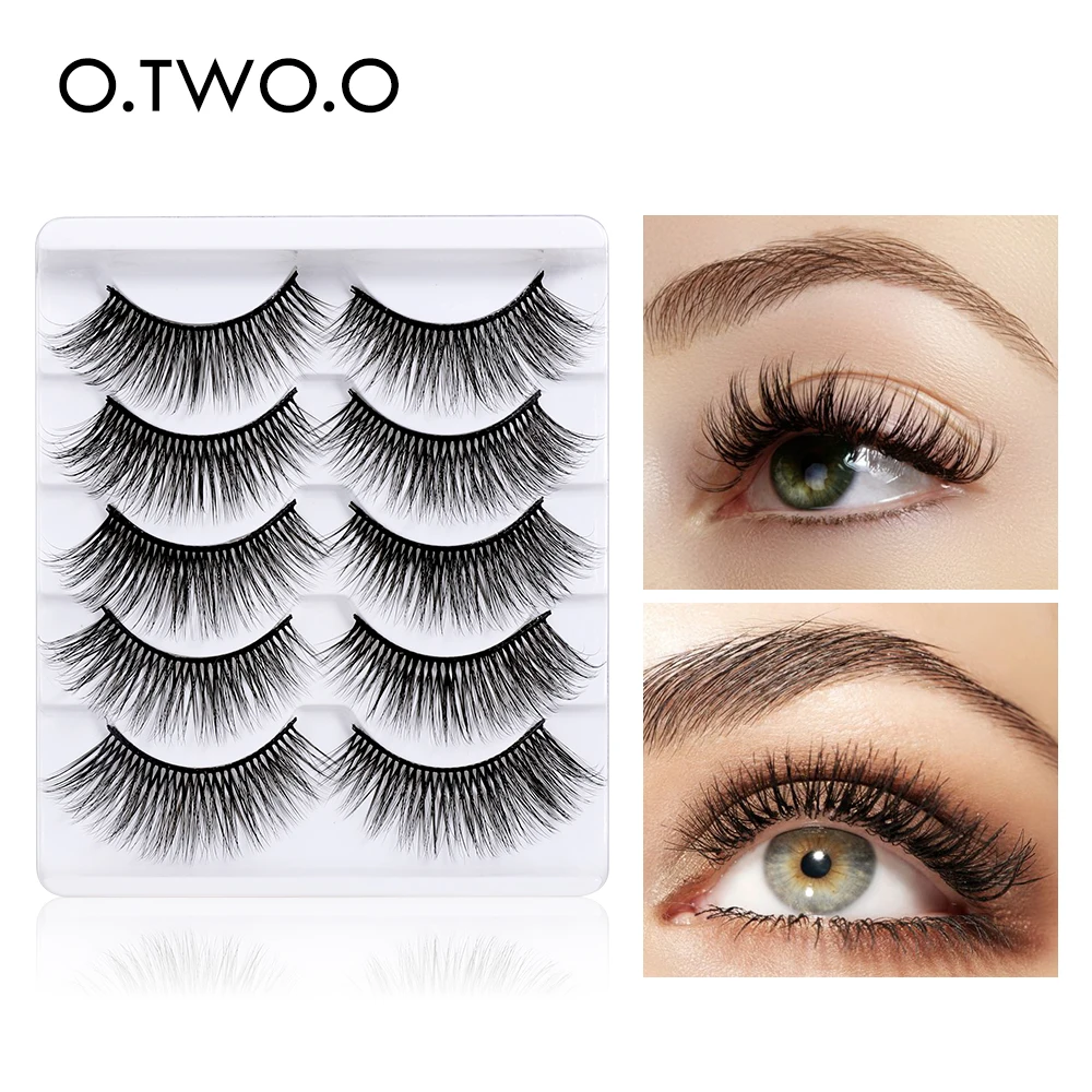 

O.TWO.O 5 Pairs 3D Mink Lashes False Eyelashes Makeup Tools Natural Long Thick Volume Eyelashes Beauty Magnetic Eyelashes